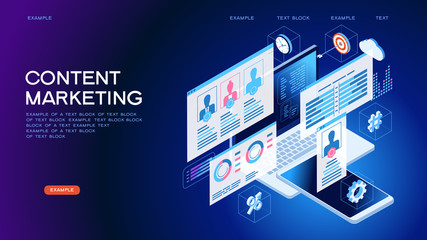 Technology concept content marketing strategy web banner.