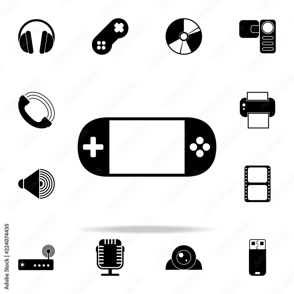 Aufkleber hand-held game console icon. media icons universal set for web and mobile