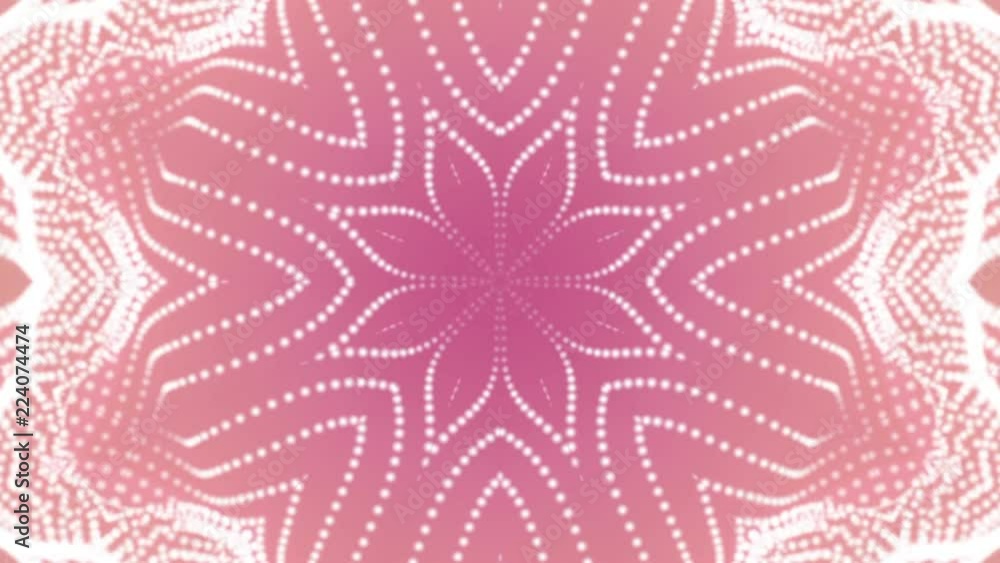 Poster abstract kaleidoscope background of white glowing particles. 3d rendering