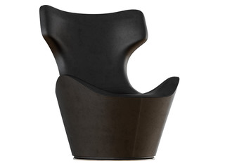 Two Black Leather Armchair 3d rendering