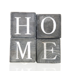 Wooden blocks with home text