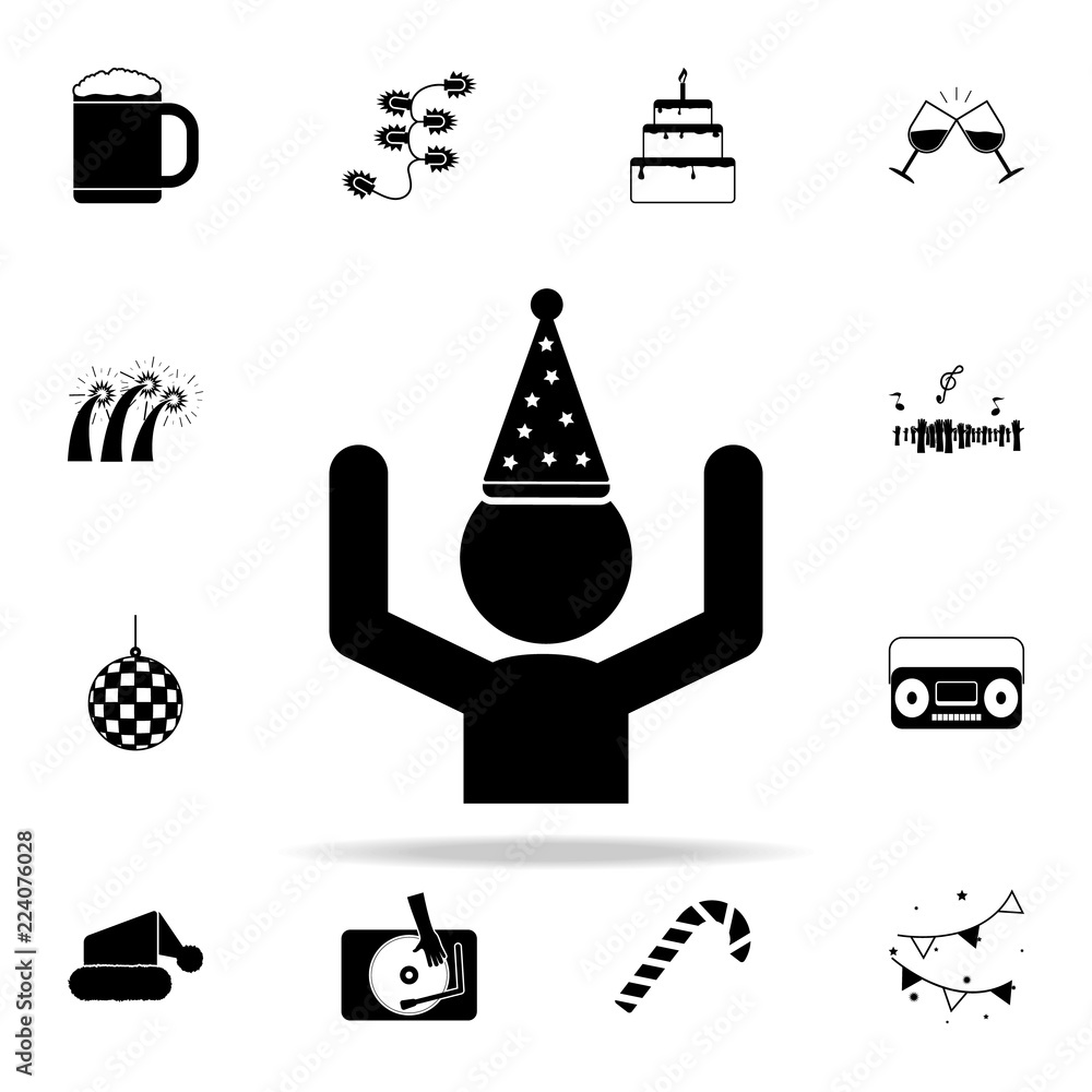 Poster man with a party hat icon. party icons universal set for web and mobile