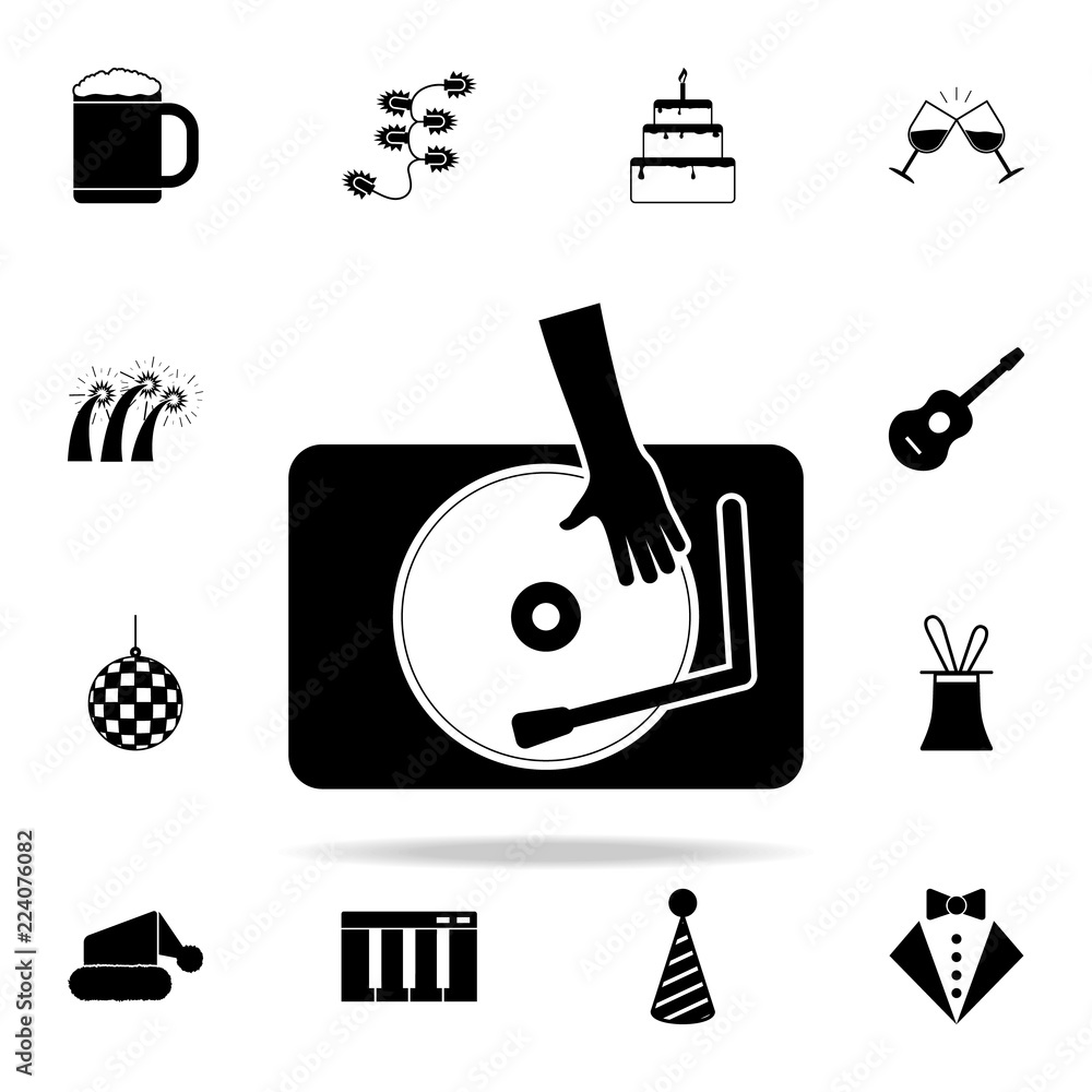 Poster hand on a record icon. party icons universal set for web and mobile