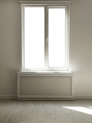 Fototapeta premium Light empty room with window. Home interior