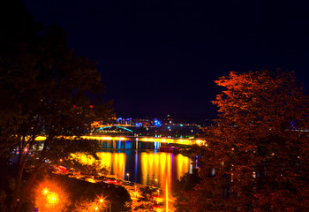 night scene of Belgrade European capital city 