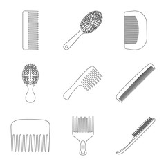 Isolated object of brush and hair icon. Collection of brush and hairbrush stock vector illustration.