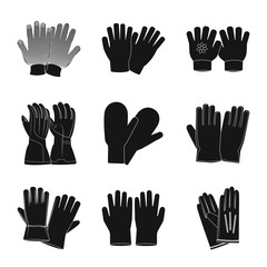 Fototapeta premium Isolated object of glove and winter icon. Collection of glove and equipment vector icon for stock.