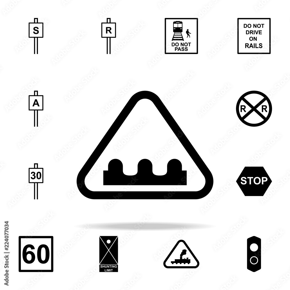 Poster hump warning sign icon. railway warnings icons universal set for web and mobile