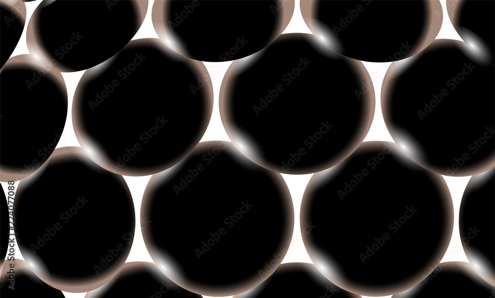 Poster abstract texture of black smooth spherical balls of egg circles of smooth unusual glowing geometric 