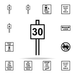speed limit sign 30 icon. Railway Warnings icons universal set for web and mobile