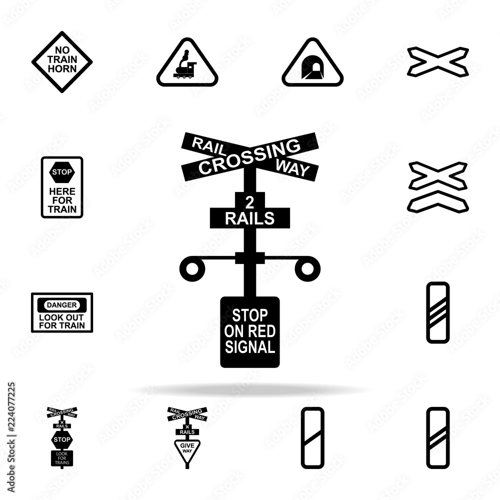 Poster stop sign railway icon. railway warnings icons universal set for web and mobile