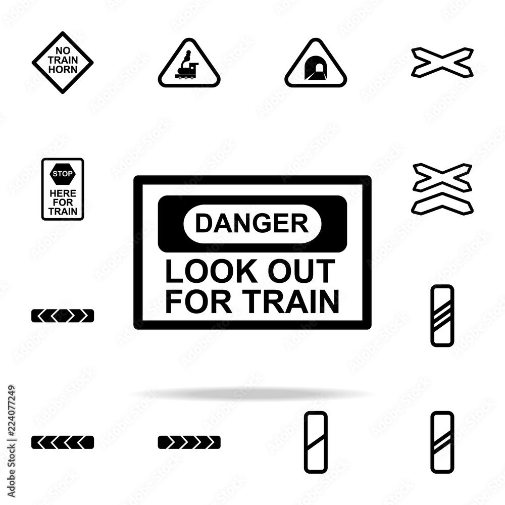 Poster warning sign train icon. railway warnings icons universal set for web and mobile