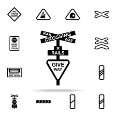 give way train icon. Railway Warnings icons universal set for web and mobile
