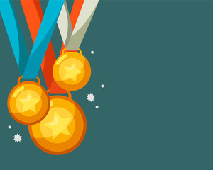 Gold medal with copy space background vector illustration - 224078258