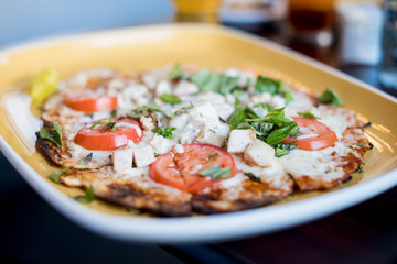 Chicken margherita flatbread