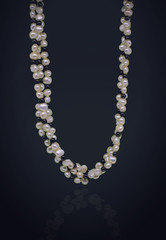 black and white pearls necklace in a black background 