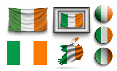 set of ireland flags collection isolated