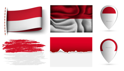 set of monaco flags collection isolated