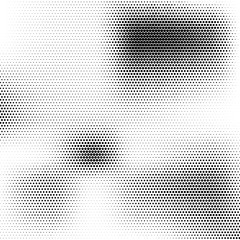 Halftone effect abstract background. Monochrome dotted grunge texture. Black and white vector illustration. Minimalist design.