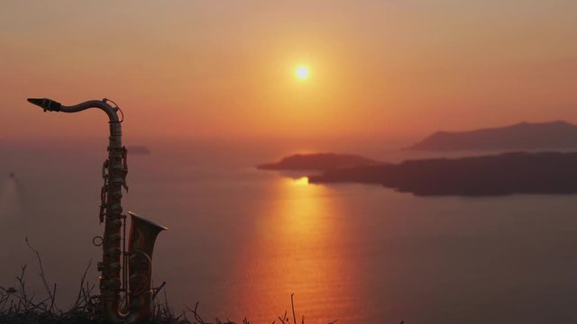 Sunset at saxophone