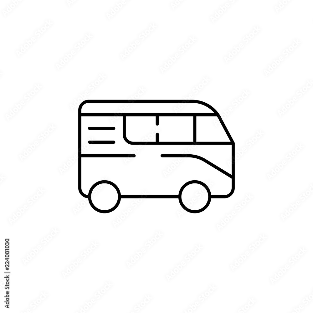 Poster mini bus icon. element of transportation icon for mobile concept and web apps. thin line mini bus ic