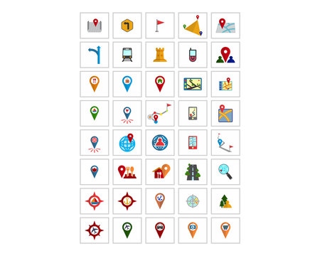 direction marker pin path global positioning system image vector icon logo