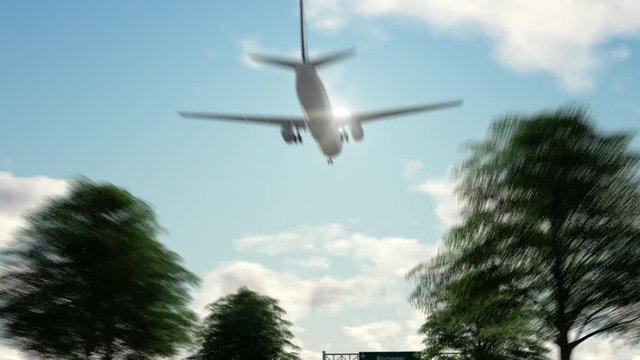 Airplane Arriving To Rochester Airport To Usa