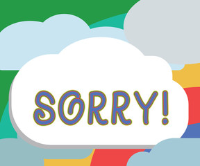 Text sign showing Sorry. Conceptual photo feeling sad distressed through sympathy with someone else misfortune.
