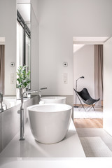 Naklejka na ściany i meble Stylish bathroom in modern style with different walls
