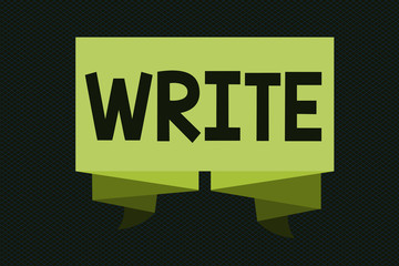 Writing note showing Write. Business photo showcasing mark letters words or symbols on surface typically paper with pen.