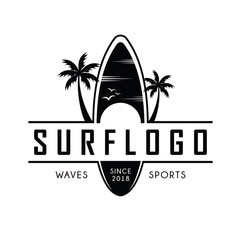 Surfing logo and emblems for Surf Club or shop Logo Design Inspiration Vector  - obrazy, fototapety, plakaty