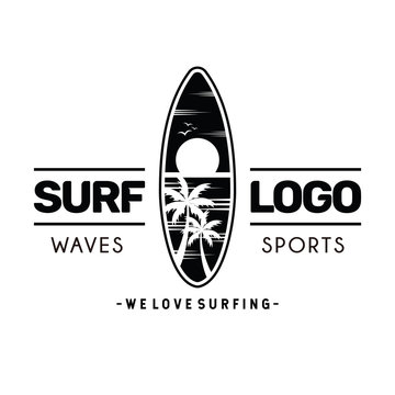 Surfing logo and emblems for Surf Club or shop Logo Design Inspiration Vector 