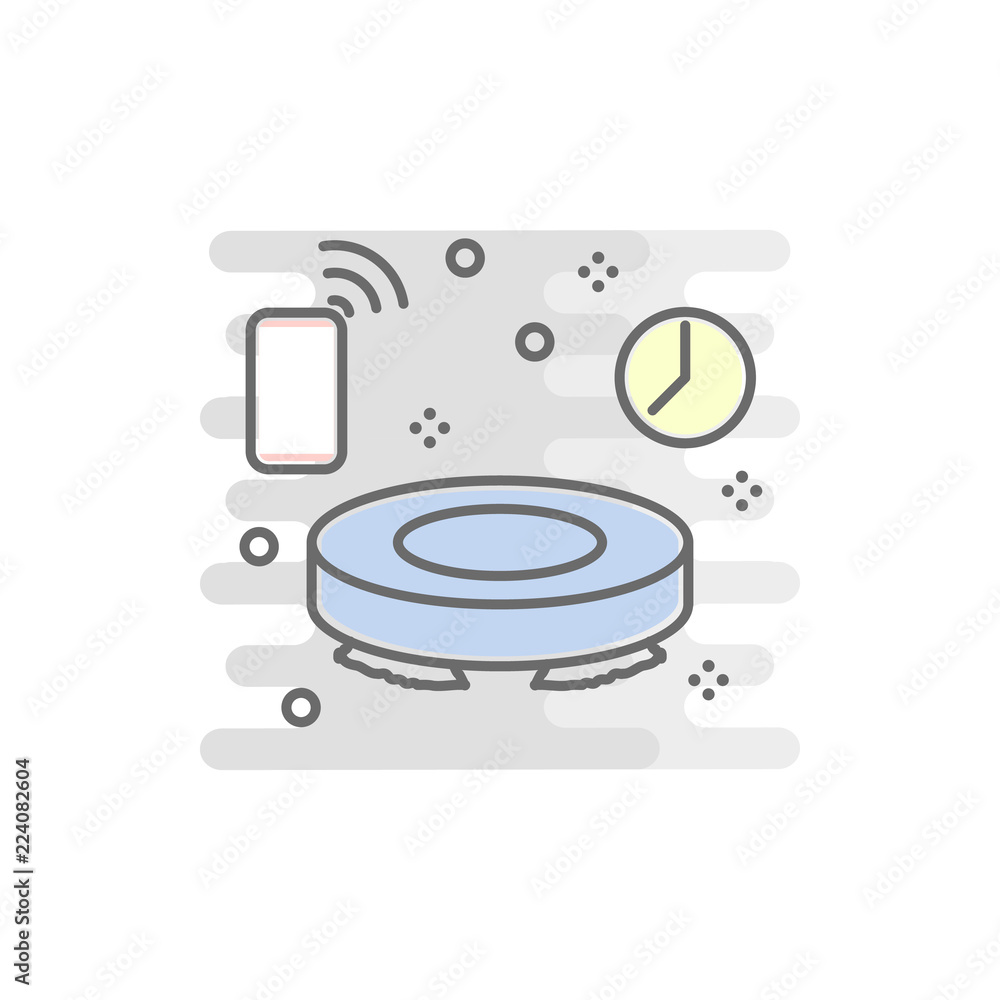 Poster robot vacuum cleaner colored icon. element of colored smart technology icon for mobile concept and w