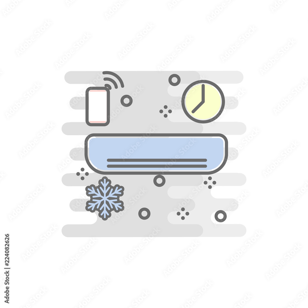 Poster smart air conditioning colored icon. Element of colored smart technology icon for mobile concept and web apps. Color smart air conditioning icon can be used for web and mobile