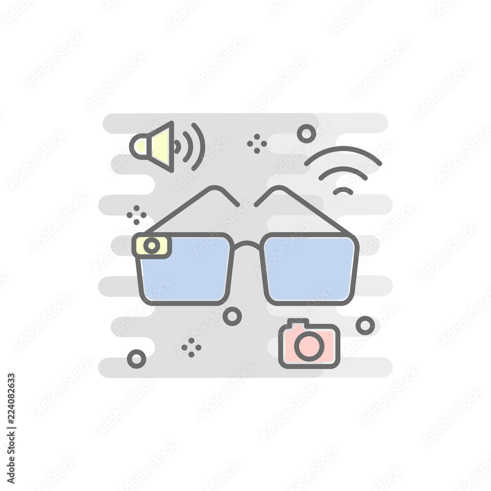 Poster smart glasses colored icon. element of colored smart technology icon for mobile concept and web apps