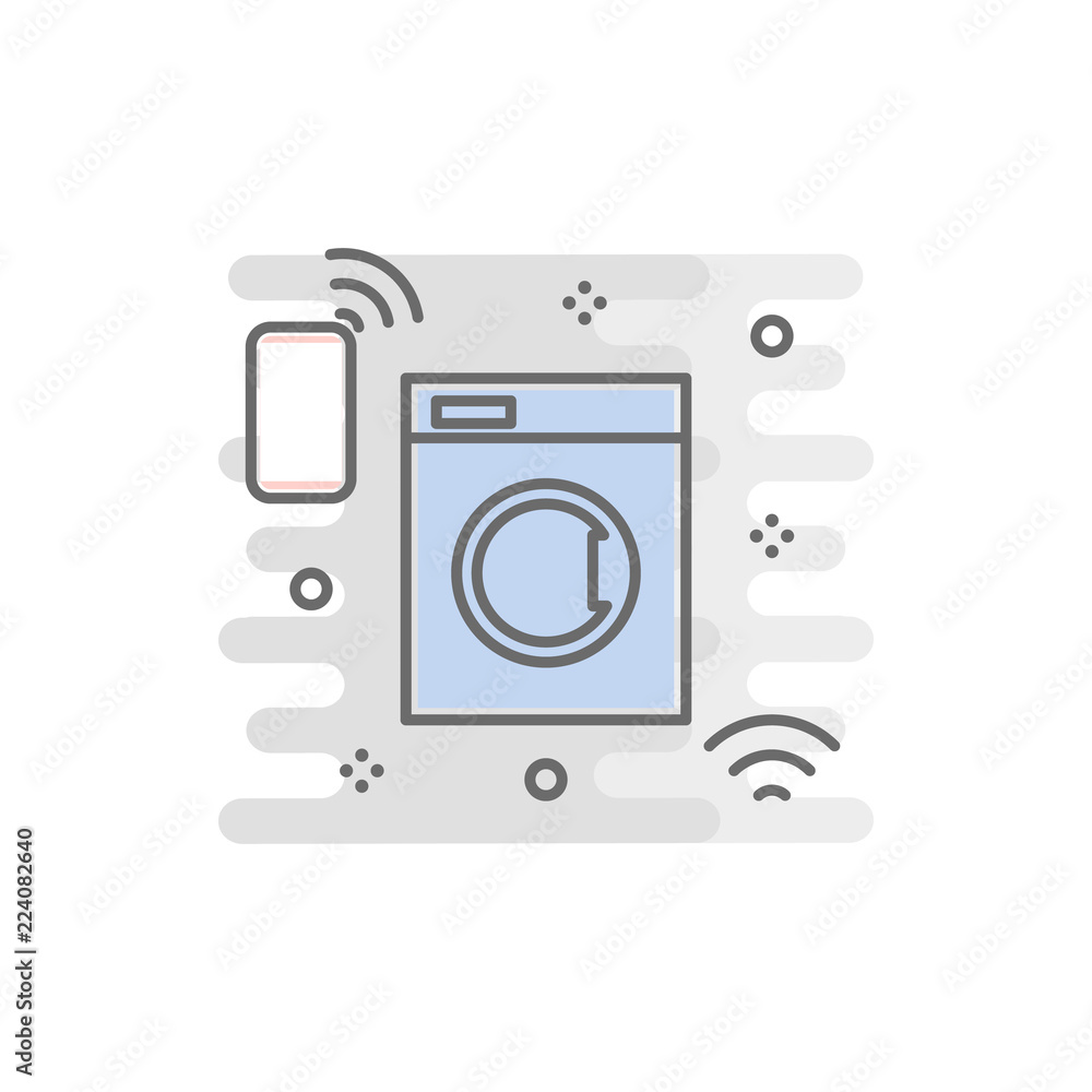 Poster smart washing machine colored icon. element of colored smart technology icon for mobile concept and 