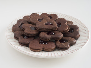 Plate of Chocolate Heart Sandwich Cookies