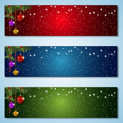 Christmas and New Year colorful vector banners collection