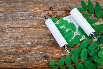 Jewish hasidic tora High Holy Days on wooden a table
