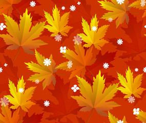 Naklejka na ściany i meble Autumn leaves, seamless pattern, vector background.