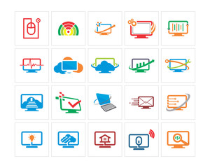 variation mixed technology image vector icon logo symbol set