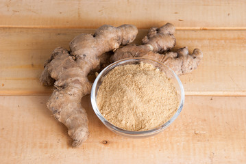 ginger on the wooden background