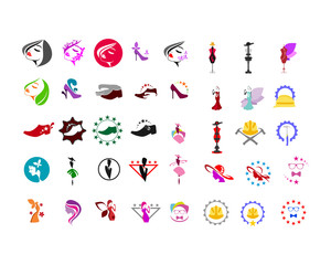 variation mixed beauty fashion image vector icon logo symbol set