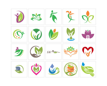 variation mixed abstract ornament herb image vector icon logo symbol set