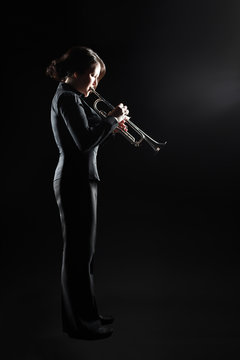 Trumpet player jazz musician woman