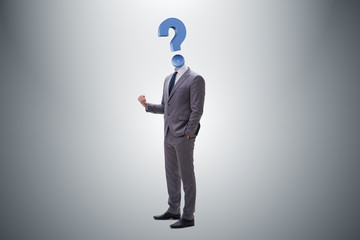 Businessman with question mark instead of his head
