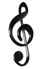 treble clef black in white background 3D illustration