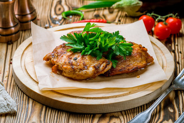 chicken kebab on board