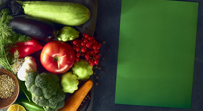 Still life of fresh vegetables on a dark background