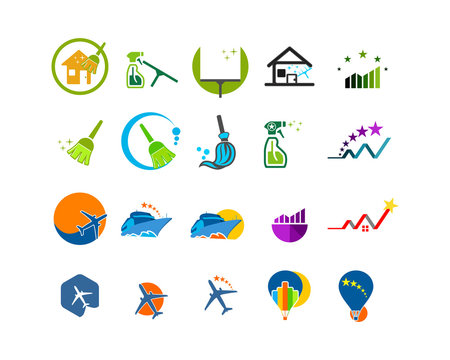 variation mixed spray cleaner icon image vector icon logo symbol set